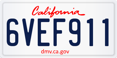 CA license plate 6VEF911