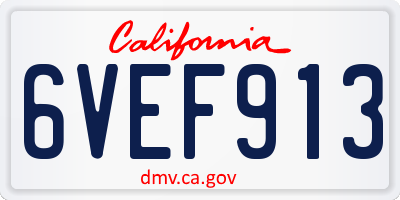 CA license plate 6VEF913