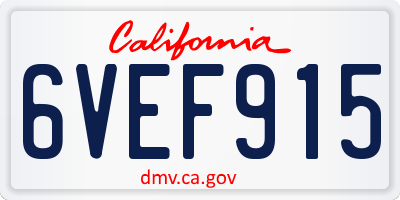 CA license plate 6VEF915