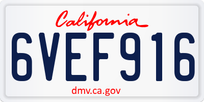 CA license plate 6VEF916
