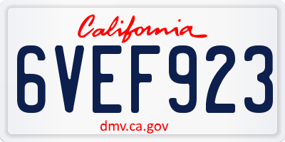 CA license plate 6VEF923