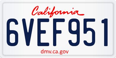 CA license plate 6VEF951