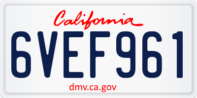 CA license plate 6VEF961