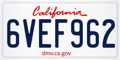 CA license plate 6VEF962