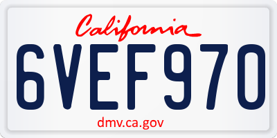 CA license plate 6VEF970