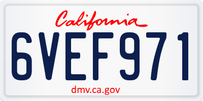 CA license plate 6VEF971