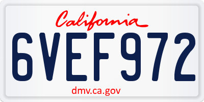 CA license plate 6VEF972