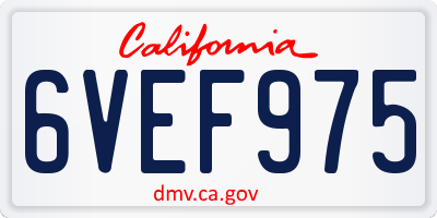 CA license plate 6VEF975