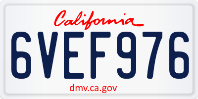 CA license plate 6VEF976