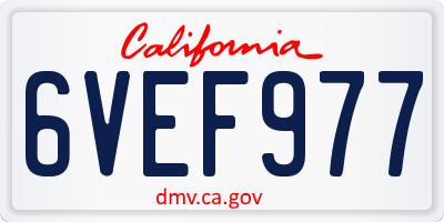 CA license plate 6VEF977