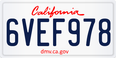 CA license plate 6VEF978