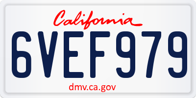 CA license plate 6VEF979