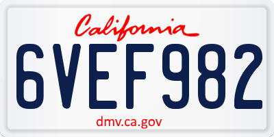 CA license plate 6VEF982