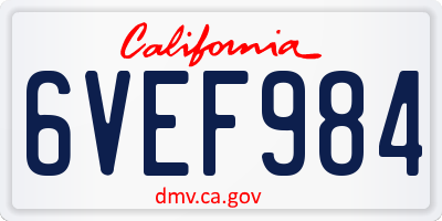 CA license plate 6VEF984