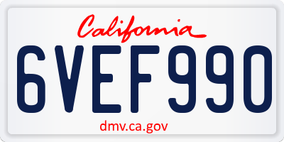CA license plate 6VEF990