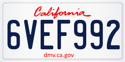CA license plate 6VEF992