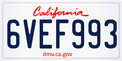 CA license plate 6VEF993