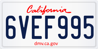 CA license plate 6VEF995