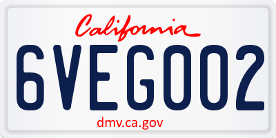 CA license plate 6VEG002