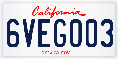CA license plate 6VEG003