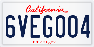 CA license plate 6VEG004