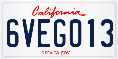 CA license plate 6VEG013