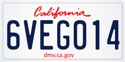 CA license plate 6VEG014