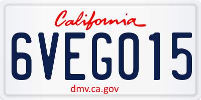 CA license plate 6VEG015