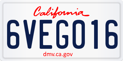 CA license plate 6VEG016