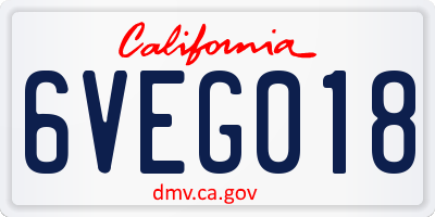 CA license plate 6VEG018