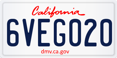 CA license plate 6VEG020