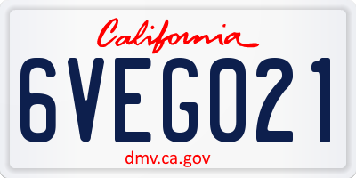 CA license plate 6VEG021