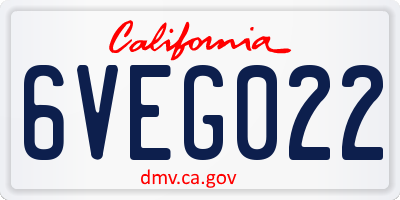 CA license plate 6VEG022