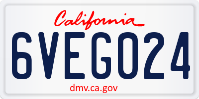 CA license plate 6VEG024