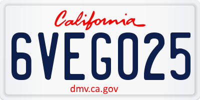 CA license plate 6VEG025