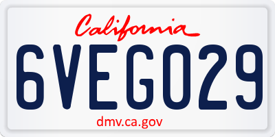 CA license plate 6VEG029