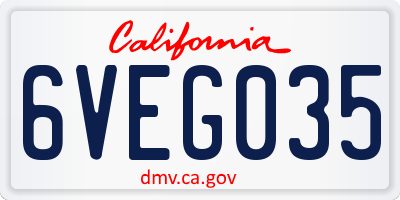 CA license plate 6VEG035