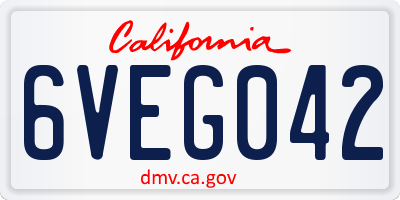 CA license plate 6VEG042