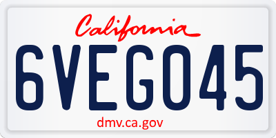 CA license plate 6VEG045