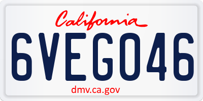 CA license plate 6VEG046