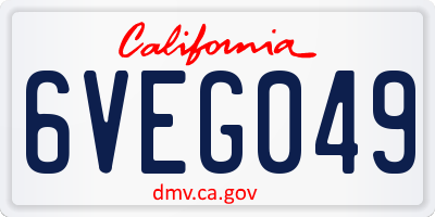 CA license plate 6VEG049