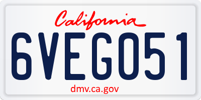 CA license plate 6VEG051