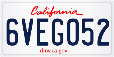 CA license plate 6VEG052