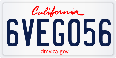 CA license plate 6VEG056
