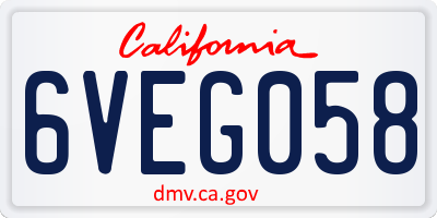 CA license plate 6VEG058