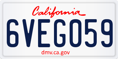 CA license plate 6VEG059