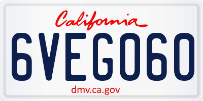 CA license plate 6VEG060