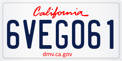 CA license plate 6VEG061