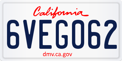 CA license plate 6VEG062