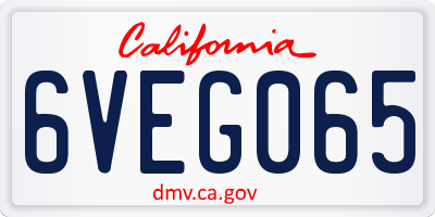CA license plate 6VEG065